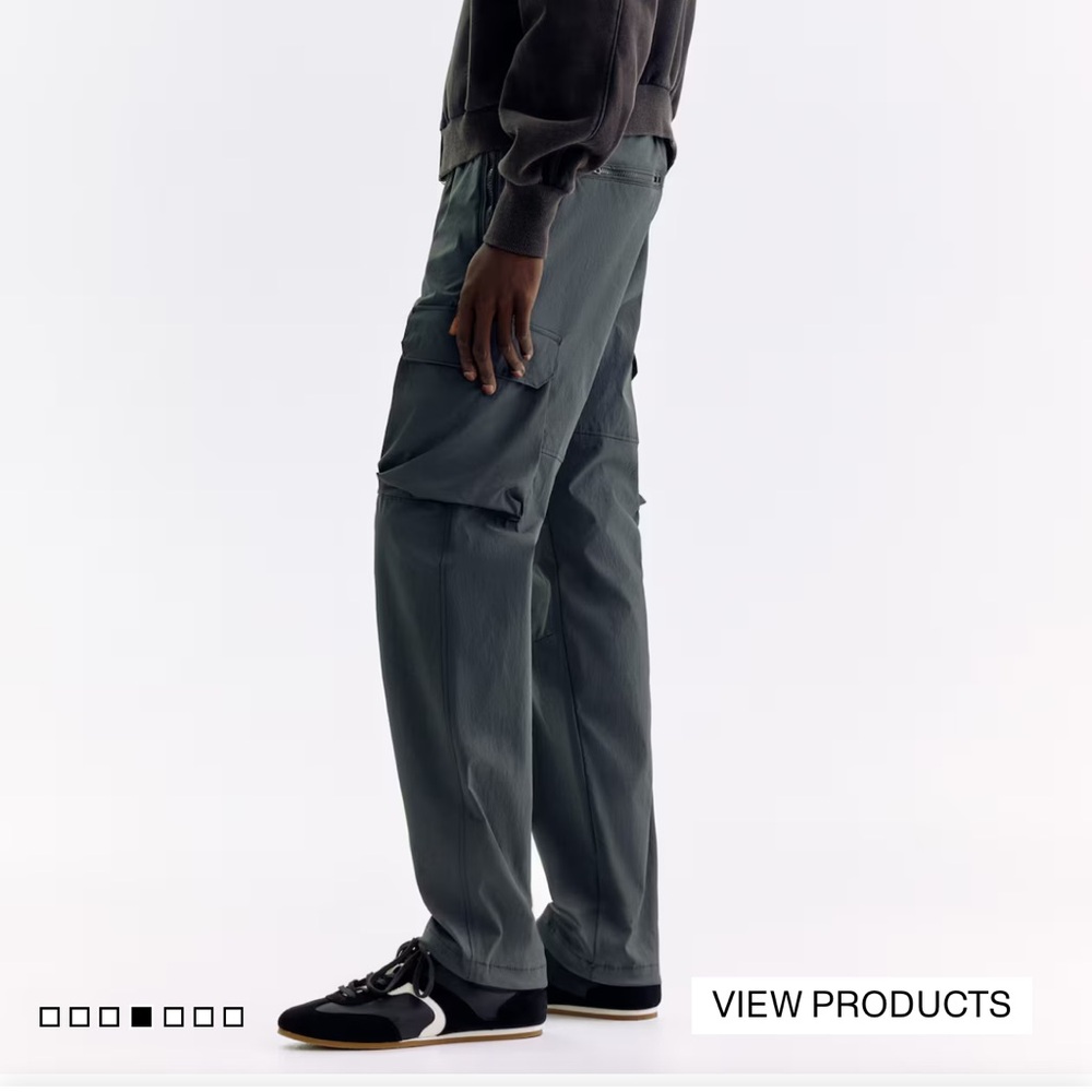 H&M Cargo Pants Mens Small 30x30 Gray Lightweight Techwear Utility NWT